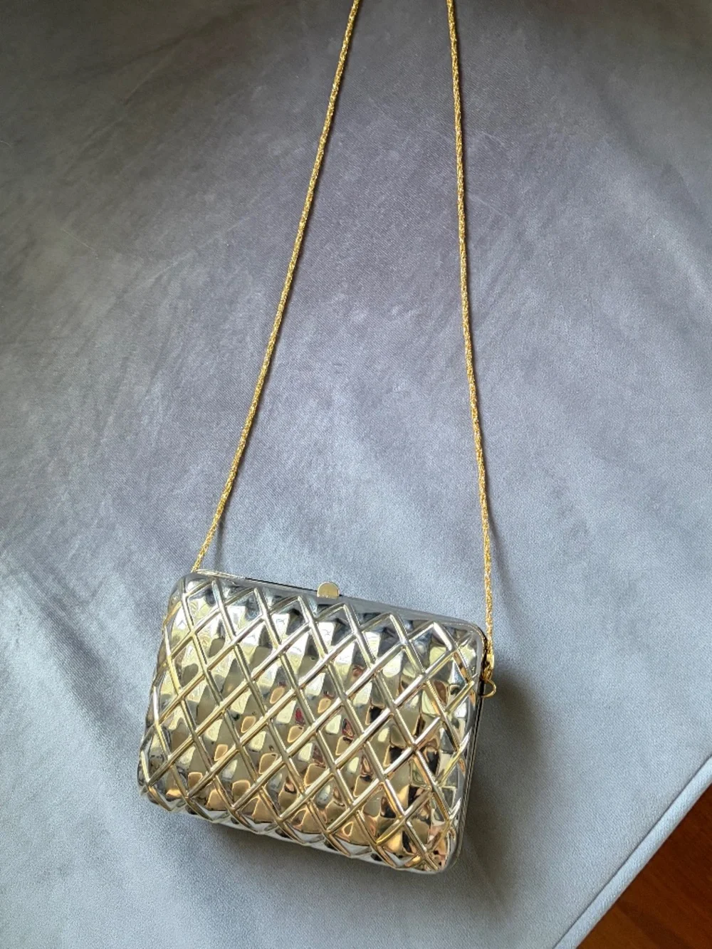 Vintage Silver and Gold Sasha Clutch with Purse gold chain
